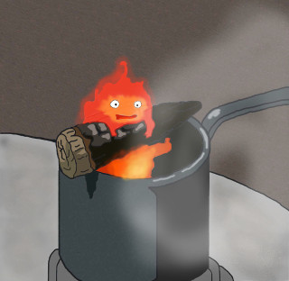 Burning pot handle handlebar cartoon - a face free wallpaper