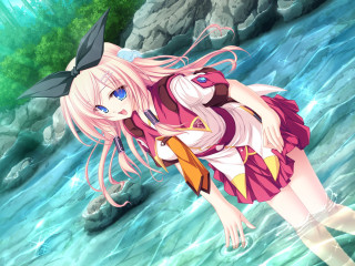 Girl dress hat standing water - a girl in a dress and hat free wallpaper