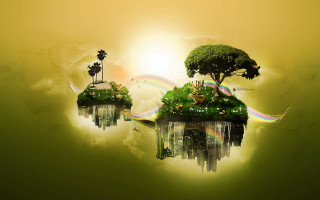 Floating trees rainbow background sky - a group of trees free wallpaper