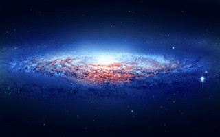 Large blue red spiral sky - galaxy free wallpaper