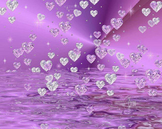 Purple background floating hearts sparkling - heart free wallpaper