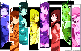 Anime characters colorful line group - a pop art painting free wallpaper