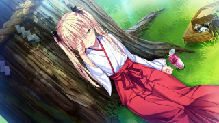 Girl laying tree bird birdhouse - the ground next free wallpaper