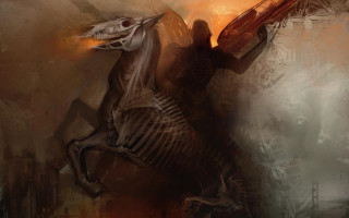 Skeleton horse gun mouth skeleton - mars ravelo and greg rutkowski free wallpaper