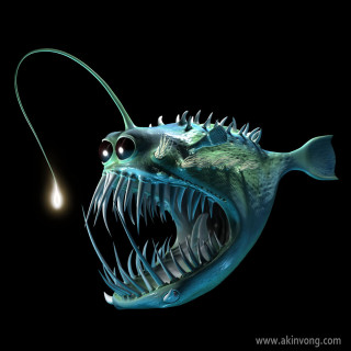 Fish lightbulb hook bioluminescence pop - its mouth free wallpaper
