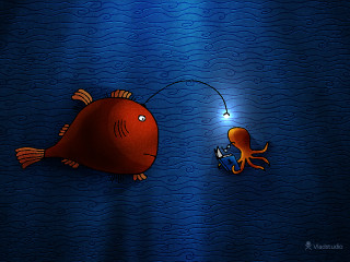Fish squid light blue waves - wave free wallpaper