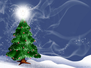 Christmas tree snow blue sky 5 - radiant free wallpaper