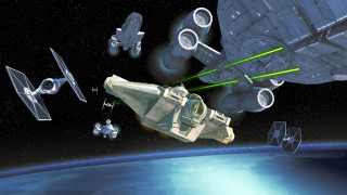 Space station shuttle vehicles flying - game art free wallpaper