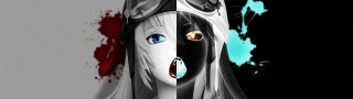 Woman blueeyes blood splatter anime - abstract illusionism free wallpaper