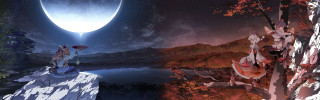 Cliff umbrella moon lake trees - a cliff free wallpaper for desktop