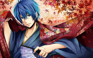 Man blue hair fan red - blue hair holding free wallpaper