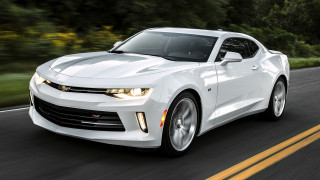 White chevrolet camaro driving road - the side of the road free wallpaper
