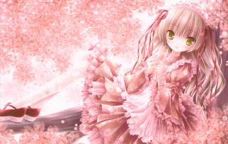 Girl pink dress bow hair - a pink bow free wallpaper
