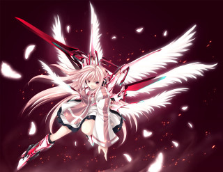 Anime white haired angel wings - a anime character free wallpaper