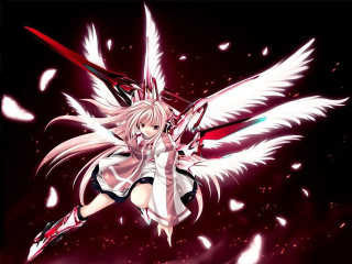 Anime girl white hair wings 5 - outfit free wallpaper