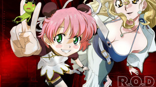 Anime pinkhair greeneyes knife pointing - a knife free wallpaper