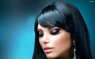 Gothic portrait black hair blue - shaded free wallpaper