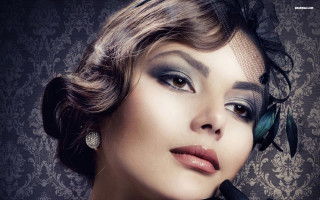 Woman veil tie wallpaper background - art deco free wallpaper