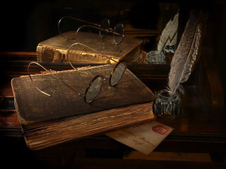 Book glasses pen water table - glass free wallpaper