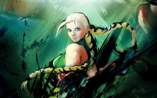Woman snake neck green shirt - a painting style free wallpaper