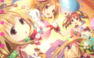 Girls balloons wall sky background - a group of girls free wallpaper