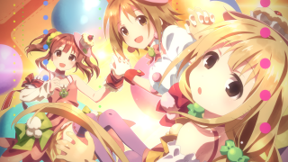 Girls balloons basket group standing - a basket free wallpaper
