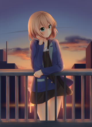 Girl balcony arms crossed head - a balcony free wallpaper