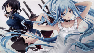 Anime characters long blue hair - visual art free wallpaper