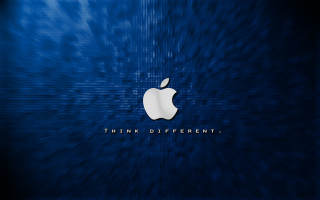 Blue apple logo dark background - thin free wallpaper