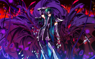 Greenhair blueeyes purplebird synchromism portrait - overhead free wallpaper
