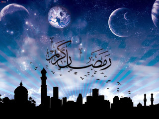 City skyline crescent moon birds - bird free wallpaper