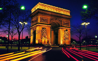 Tall monument clock nighttime lights - paris school free wallpaper