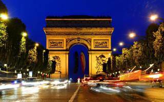 Tall arch clock night cars - car free wallpaper