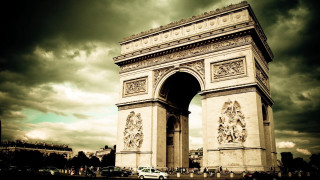 Car parked monument cloudy sky - a few person free wallpaper