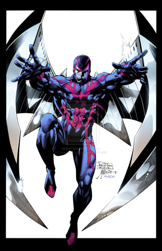 Man red blue suit arms - panfuturism free wallpaper