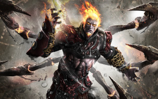 Man fire sword hands arms - fire free wallpaper