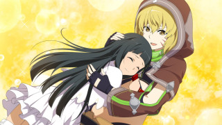 Anime couple hugging yellow bubbles - concept art free wallpaper