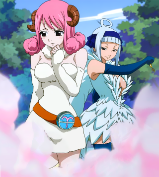 Anime characters clouds arms around - two anime character free wallpaper