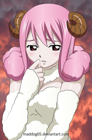 Cartoon character pink hair horns - the background free wallpaper