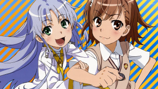Two anime girls smiling green - green eye free wallpaper