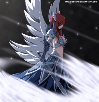 Woman red hair wings snow - the snow free wallpaper