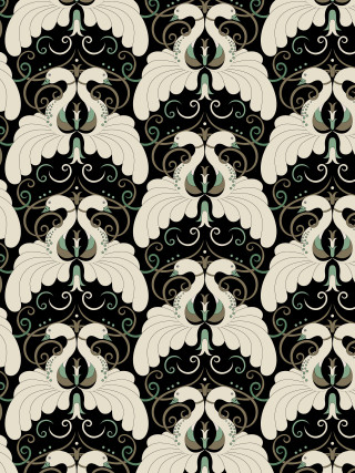 Black white floral pattern swirls 2 - swirl free wallpaper