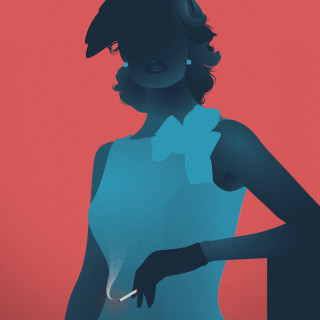Woman dress cigarette looking down - edwin georgi free wallpaper