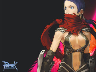 Woman red scarf sword black - black outfit free wallpaper