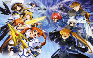 Anime characters swords wings group - wearing free wallpaper