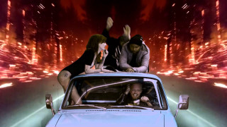 Two people car dog hood - behind them free wallpaper