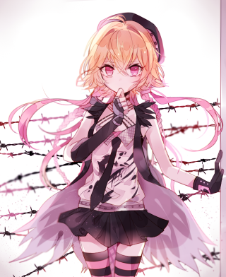 Pink haired girl barbed wire - wire fence free wallpaper