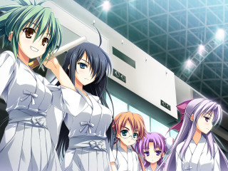 Anime girls stadium basketball hoop - a group of anime girls free wallpaper