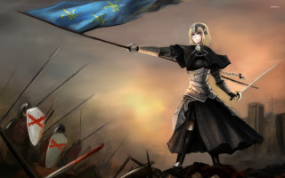 Woman flag sword painting city - claire falkenstein free wallpaper