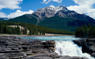 Waterfall rocky mountain forest river - rocky free wallpaper
